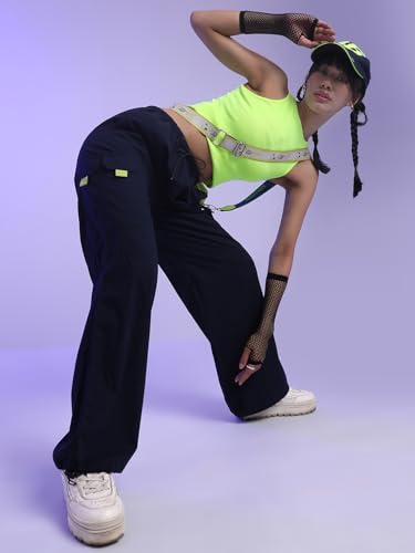 Image of Tokyo Talkies Baggy Loose Fit Parachute Trousers |High Rise with Drawstrings|Elasticated with Side Pockets