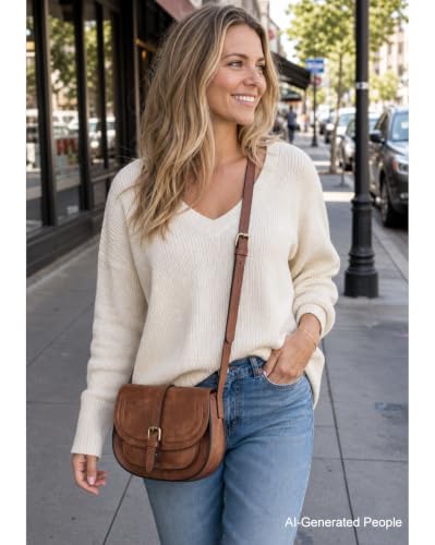 Image of AFKOMST Crossbody Bags for Women,Small Saddle Purse and Boho Cross Body Handbags,Vegan Leather
