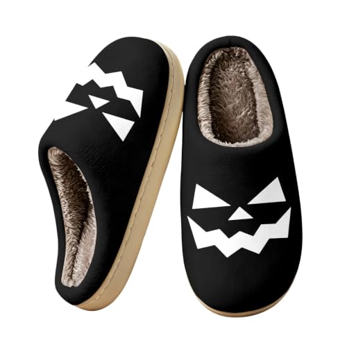 Women's Holloween Pumpkin Fuzzy Slippers Soft Sole Plush Lined Foldable - image 1