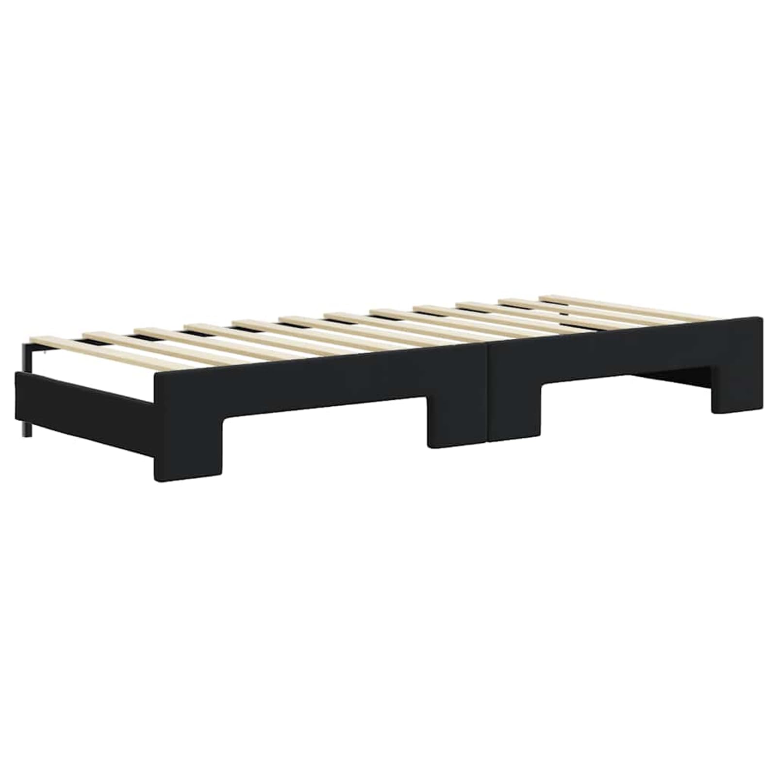 Cama Sofá 2-en-1 Plegable con 2 Colchones de Espuma (80 x 200 cm), tapizada en Terciopelo Negro (100% poliéster), Estructura de Madera y Metal, Ideal para Salón o Dormitorio de Invitados