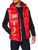 oven Gilet of Synthetics Superdry Mens HIGH Shine Padded Gilet Quilted Jacket, Rouge Red, X-Large