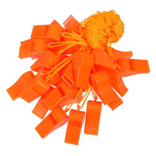 UPKOCH 30pcs High Pitch Plastic Survival Whistles with Lanyard Loud Emergency Safety Whistles for Outdoor Life-saving Camping Hiking Boating Hunting