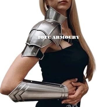 Medieval Lady Armor Single Arm Pauldron And Bracer Set-Shoulder Armor For LARP, Re-Enactment, Cosplay Replica & Fantasy Party Armor Costume, Ren-fair Armor For Halloween