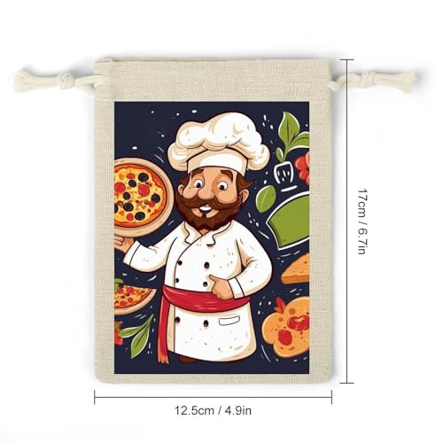 Chef Pizza Drawstring Bag, 8-Pack Cotton Linen Drawstring Bags, Reusable Small Storage Pouches for Organizing Jewelry, Makeup & Coins2