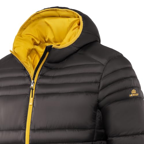 NORDCAP Steppjacke Herren in Daunenoptik, warme Winterjacke, Ultraleicht mit Kapuze, 100% Wattierung, Anthrazit, Gr. L