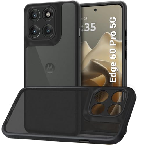 Image of TheGiftKart Hybrid Shockproof Back Cover Case for Motorola Moto Edge 60 Pro 5G | Hard Back Cover Case for Motorola Edge 60 Pro 5G (PC & TPU, Translucent Smoke Matte Back, Black Sides)