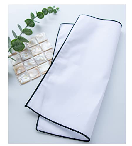 Image of 3-Pk Mens Cotton White Pocket Square with Color Border(10 Colors)