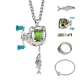 KUAUTD Mini fishing reel necklace, Rotating Handle Spinning Reel Pendant Keychain，Unique Fishing Gear Keychain Spinning Reel Key Holder (1Pcs)