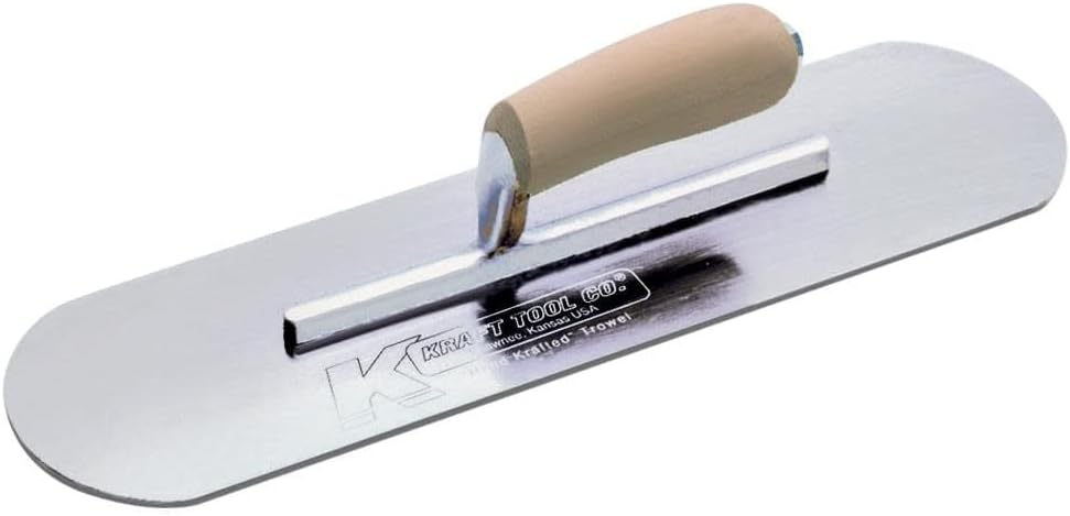 Kraft Tool CF490 Chrome No Burn Pool Trowel with Camel Back Wood Handle, 10 x 3-Inch