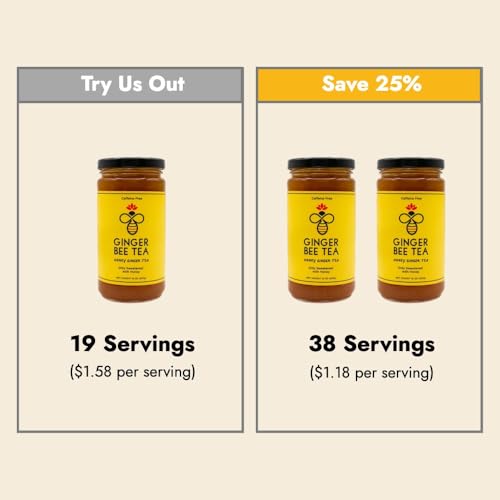 Image of Ginger Bee Honey Ginger Tea Concentrate, Real Honey, 15 oz (2 Pack) | Never corn-syrup honey; 5 clean ingredients; no refined sugar; throat and digestive comfort; hot or iced; ~19 servings