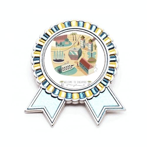 Broche pour voiture Singapour Theme Park en métal résistant taille M pour grille et intérieur auto