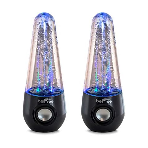 beFree Sound Bluetooth LED Dancing Water Multimedia Speakers in Black, (BFS-Shelf Speaker) Cover