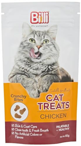 Billi Crunchy Bites Treats for Cats 60g (Pack of 3) (Chicken) (B0B35XPBVD) Amazon Price History, Amazon Price Tracker