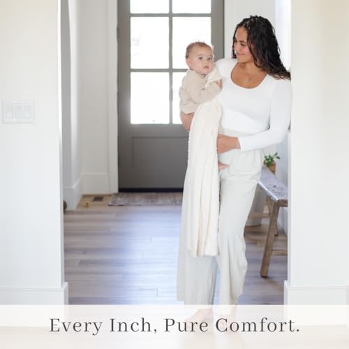 Image of Saranoni Bamboni Luxury Baby Blanket | Cozy & Soft Plush Receiving Blankets | Perfect for Girls & Infant Baby Boy Blankets | Ivory - 30 inch x 40 inch