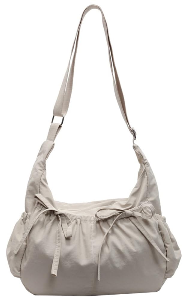 Canvas Hobo Bag Crossbody Purse Womens Bow Shoulder Bag Vintage Tote Handbag Casual Shopper Satchel Messenger Purse for Women