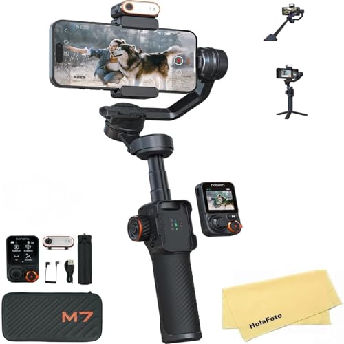 hohem iSteady M7 Gimbal Stabilizer for iPhone Android Smartphone with AI Tracking,3-Axis Phone Gimbal with Fill Light and 1.4" Detachable Touchscreen Remote Control for YouTube TikTok Vlogging Travel
