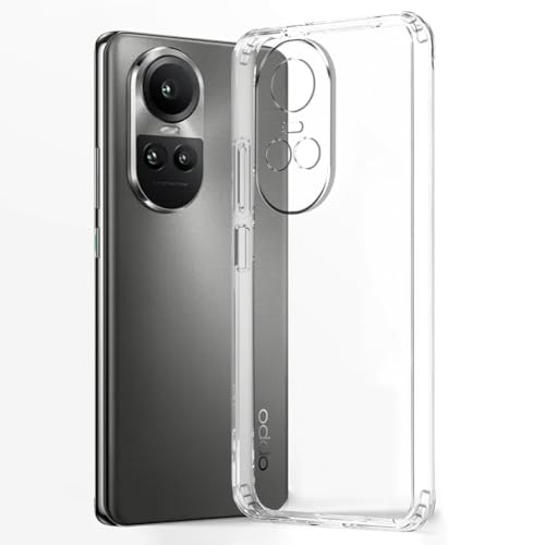 Image of Fashionury Crystal Clear Case for Oppo Reno 10 5G / Reno 10 Pro 5G | Yellowing Resistance | Transparent TPU Silicone | Raised Camera Lips | Slim Transparent Cover