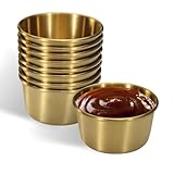 9 Pcs 2 oz Stainless Steel Dipping Sauce Cup, Mini Dip Bowls, Reusable Metal Condiment Cups Ramekins Containers for Ketchup Dressing Home Party Restaurant Kitchen (9PCS Gold)