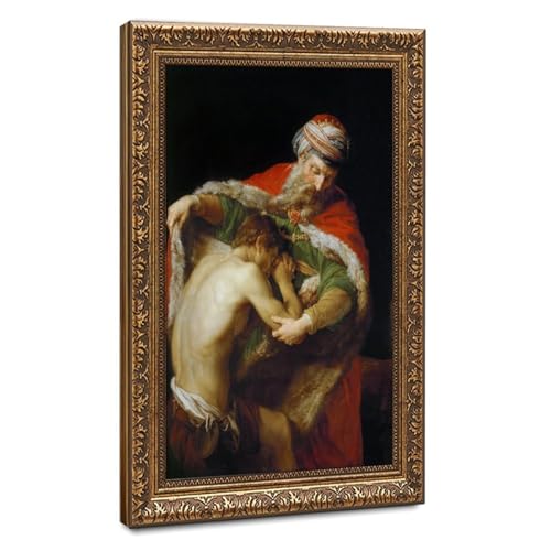 Poster Le Retour de l'Enfant Prodigue par Pompeo Batoni, Impression sur Toile 50x75 cm avec Cadre