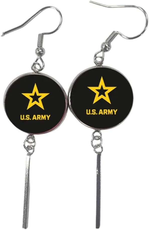 Silver Military Dangle Earrings | Army, Navy, Air Force, Marine Corps, Coast Guard, Space Force | Made in the USA | Officially Licensed