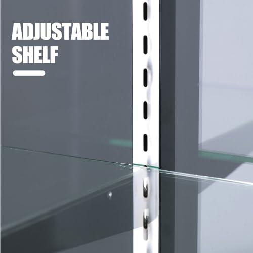 HUZJIEHUI 70”D * 20”W * 38”H - Retail Full Vision Showcase - Glass Display Cabinet with Silvery Aluminum Frame and led Lights