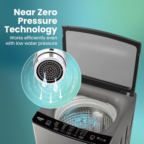 Image of Haier 8 kg 5 Star Oceanus Wave Drum Washing Machine Fully Automatic Top Load (‎ETL80-HBFS5NZP,Brown Grey)