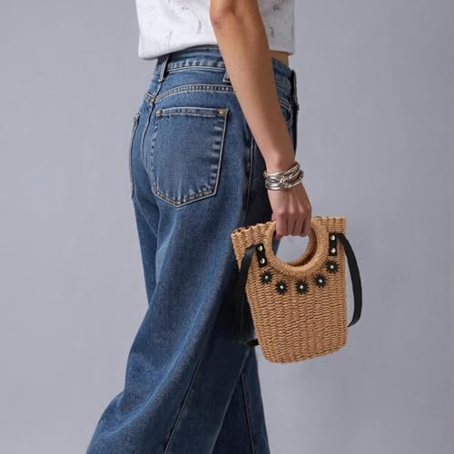 Small Beach Purse Straw Bag Vacation Handbags Summer Woven Straw Purse Tote Bucket Shoulder Bag Cute Purses For Women3