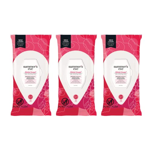 Summer's Eve Blissful Escape Daily Refreshing Feminine Wipes, Removes Odor, pH balanced, 32 Count, (Pack of 3)