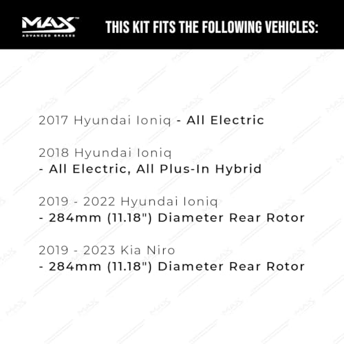 Image of Max Advanced Brakes Front & Rear Brake Kit Compatible With 2017-2020 2021 2022 Hyundai Ioniq Compatible With Kia Niro Replacement Premium OE Disc Brake Rotors and Ceramic Brake Pads