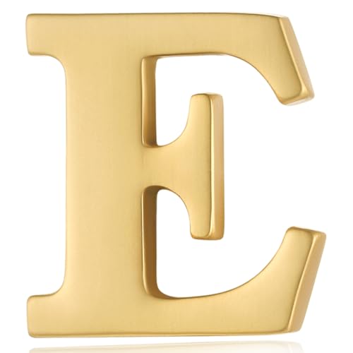 Image of HONEY BEAR Mens Womens Initial Alphabet Letter Lapel Pins Collar Badge Brooches for Business Wedding Graduation Gift Matte Gold 0.59 inches