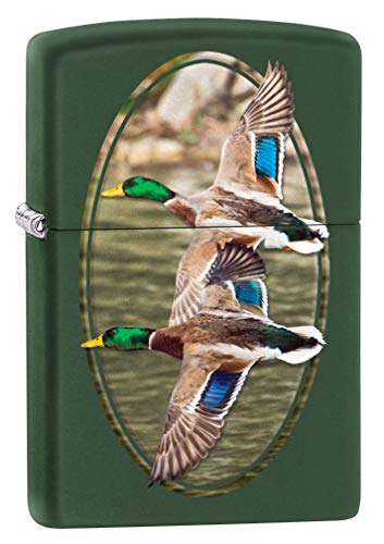 Encendedor Zippo Two Ducks Flying Verde Mate miniatura 1