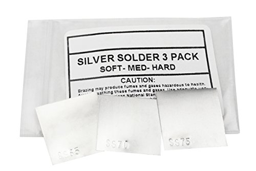 3 Piece Silver Solder Sheet - 1 DWT Each of Soft Medium Hard Jewelry Making SS65 SS70 & SS75 Soldering Sheet Set