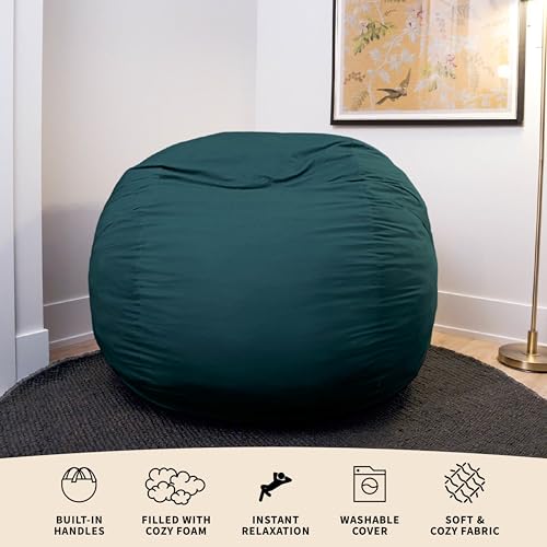 Image of Big Joe Fuf 5Ft Oversized Foam Bean Bag Chair with Removable Cover for Kids, Teens, Adults, Deep Sea Velveteen, Durable Woven Polyester, 5 Foot Large Reading and Gaming Seat | Premium Shredded Foam Filled, Velveteen, Adult-Sized Comfortable Seating, Supports Up to 300 lbs