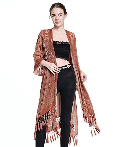 Image of MJ SERECA Women's Casual Long Velvet Kimono