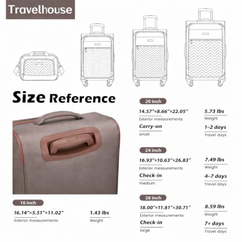 Image of Travelhouse 4-Piece Softside Luggage Set with Spinner Wheels | Lightweight expandable suitcases: 16 inch underseat duffel bag + 20 inch carry-on + 24 inch + 28 inch checked