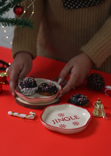 Image of WEAVING HOMES Ceramic Jingle Handmade Dessert Plate (Set of 1) - Plates, Sweet Plates, Gifts for Anniversary and Return Gifts for Women, Cute Gifts for Girls