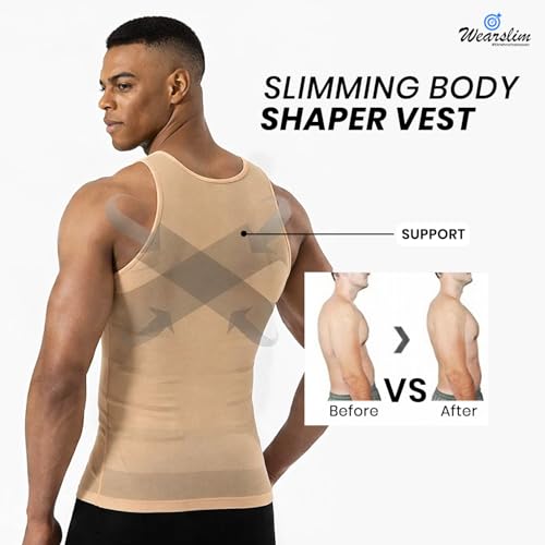Image of Wearslim Men's Slimming Body Shaper Vest Shirt | Abs Abdomen Slim Stretchable Tummy Tucker Vest