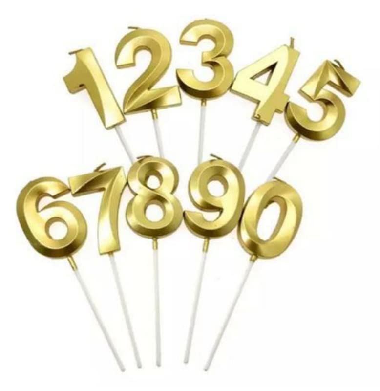 Image of Unscented Number 21 Or 12 Cake Wax Candles For 12Th Or 21St Birthday Party /Anniversary Celebration Party | Cake Decoration | Gold