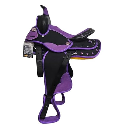 SILVERLINE Synthetic 12" Youth Western Saddle, Bright Fun Colours and Crystal Trim, Lightweight Western Horse Tack for Young Riders, Easy to Clean, Perfect for Riding Lessons on Horses or Ponies
