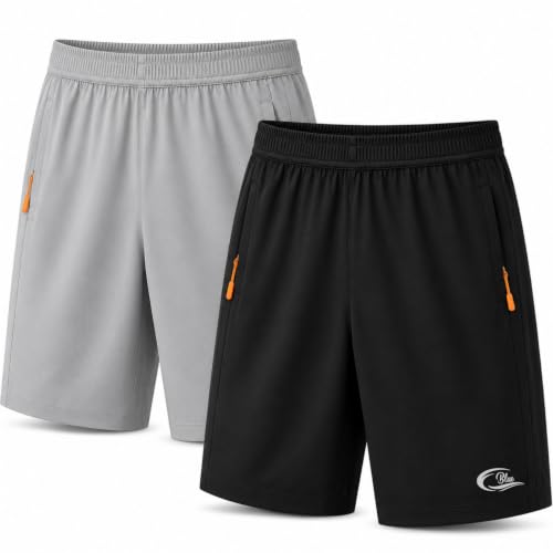 Image of CBlue Men's Outdoor Quick Dry Lightweight Sports Shorts with 2 Zipper Pockets, Breathable Hiking Running Gym Workout Athletic Shorts | Quick Dry, Lightweight