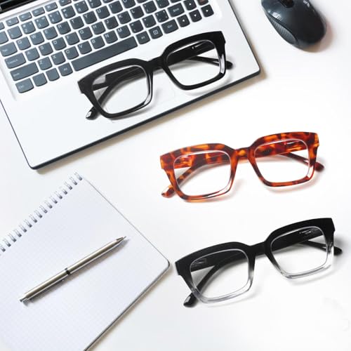 Image of JOSCHOO 3 Pack Reading Glasses Blue Light Blocking Computer Spring Hinge Readers for Women Men