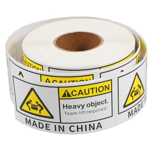 FUNOMOCYA 500 Sheet Logistics Label Team Lift Required Label Handle with Care Sticker Warehouse Pallet Label Self Adhesive Shipping Label Heavy Object Warning Label Copper Plate Stickers