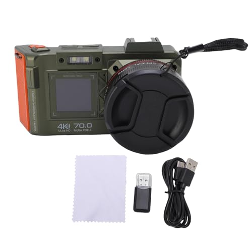 Image of Gugxiom FHD 4K 70MP Digital Camera with Dual Screens, Autococus F1.8 DSLR Camera with WiFi Instant Instant 50x Digital Zoom, Fill Light (Green)