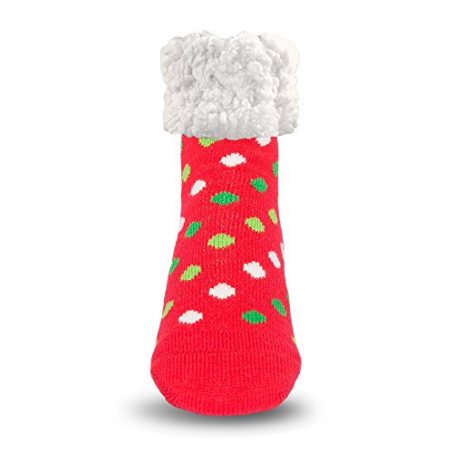 Image of Pudus Cozy Winter Slipper Socks Women & Men w Non-Slip Grippers Faux Fur Sherpa