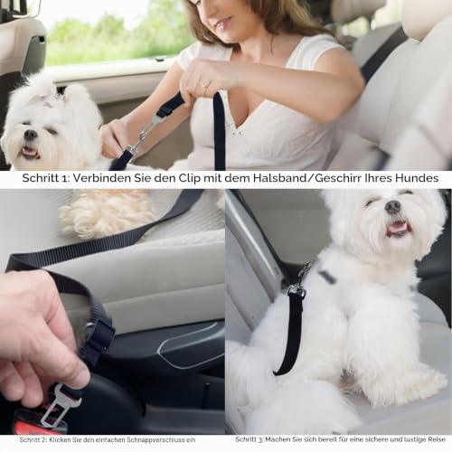 pangutheos 2 Stück Anschnallgurt Hund Auto, Einstellbar Hundegurt Auto