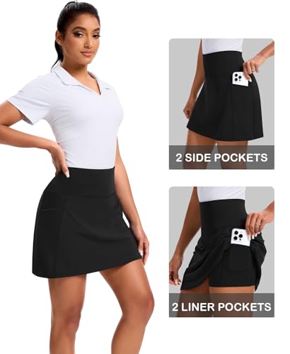 JoyGirl 16" Golf Skirts with Pockets for Women High Waisted Tennis Skirt with Shorts Athletic Skorts for Pickleball3