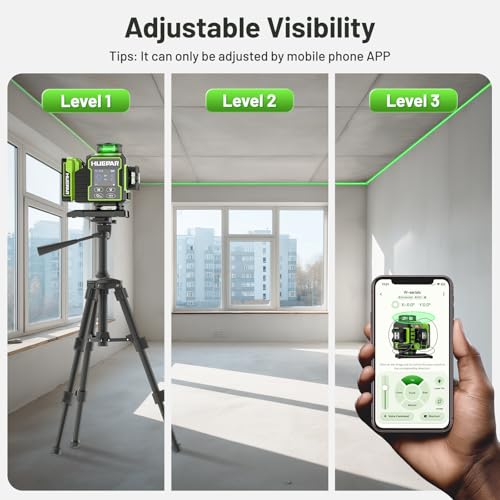 Miniatura 9 de Huepar 2024 Nueva Edición W04cg Nivel Láser 4d, Nivel Láser Con Pantalla Lcd Con Base De Motor Giratoria, Láser De Línea Cruzada Autonivelante De 360 - Control Remoto Bluetooth, Modo Pulso
