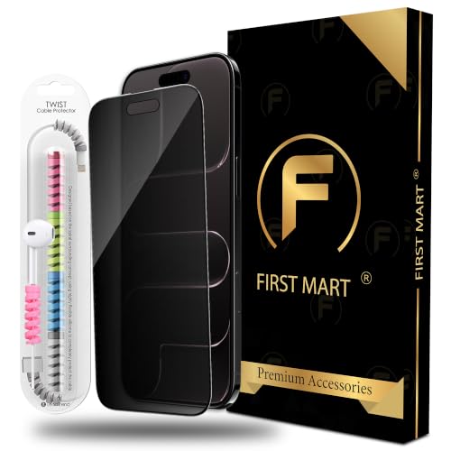 Image of FIRST MART Privacy Tempered Glass for iPhone Air With Cable Guard & Installation Kit | Anti-Spy 9H Screen Protector, Edge-to-Edge, Case-Friendly | Black