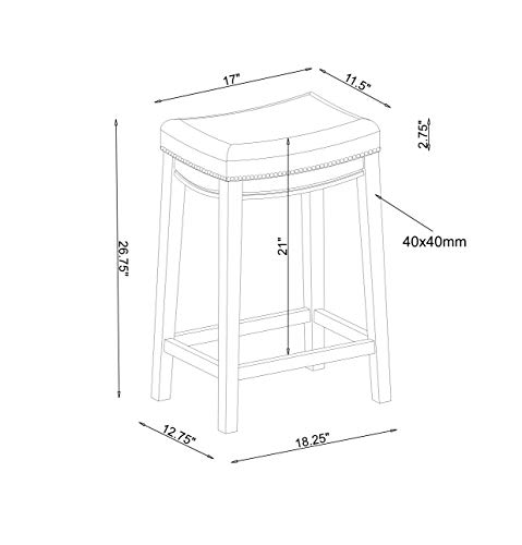 Linon Carson Blue Backless Counter Stool, Brown - Image 12