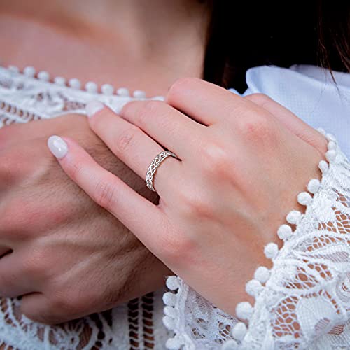 Silvora 925 Sterling Silver Celtic Knot Rings, Chain Rings for Women Men Vintage Eternity Band Ring Jewelry Size 4-122